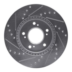 Acura Integra Brake Rotor (1) - Front Right - R1 Concepts - Drilled & Slotted - Silver - `91-`01